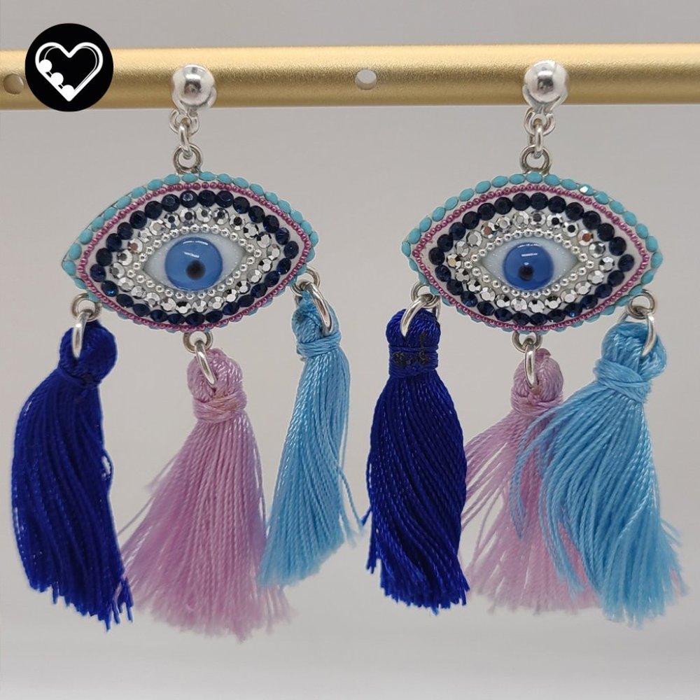 Turkish eye and crystal 🔮  earrings